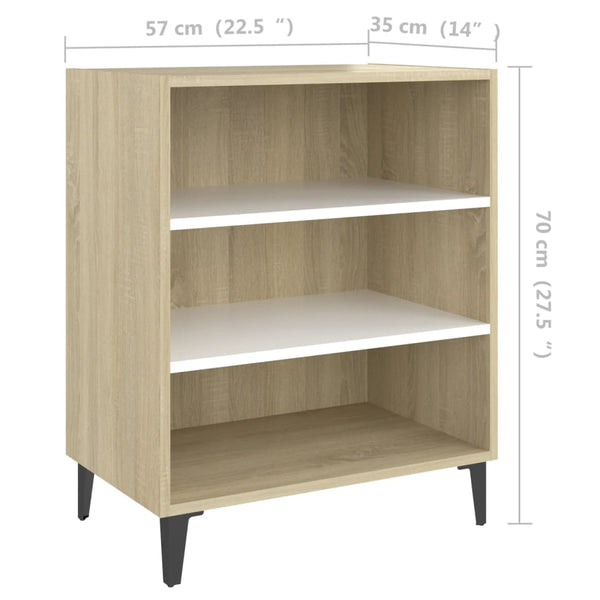 Sideboard White And Sonoma Oak 57X35x70 Cm Engineered Wood Sideboards & Buffets