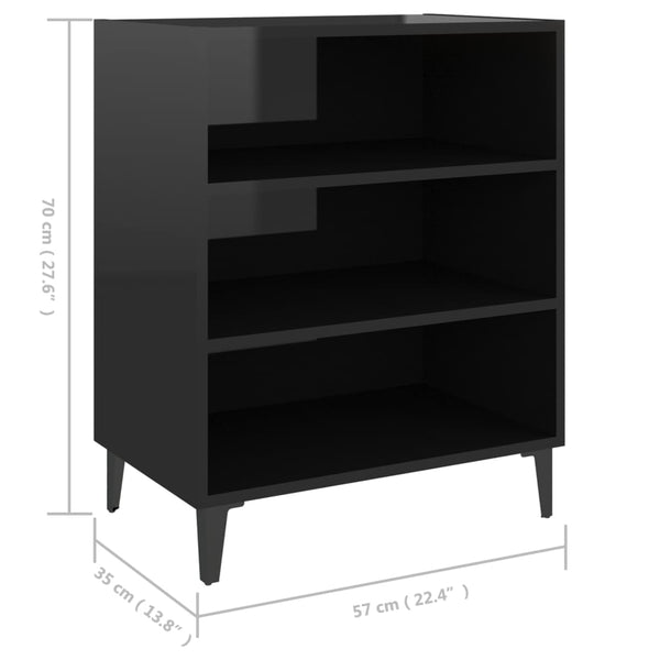 Sideboard High Gloss Black 57X35x70 Cm Engineered Wood Sideboards & Buffets
