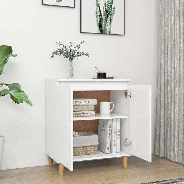 Sideboards & Buffets Sideboard With Solid Wood Legs White 60X35x70 Cm Engineered