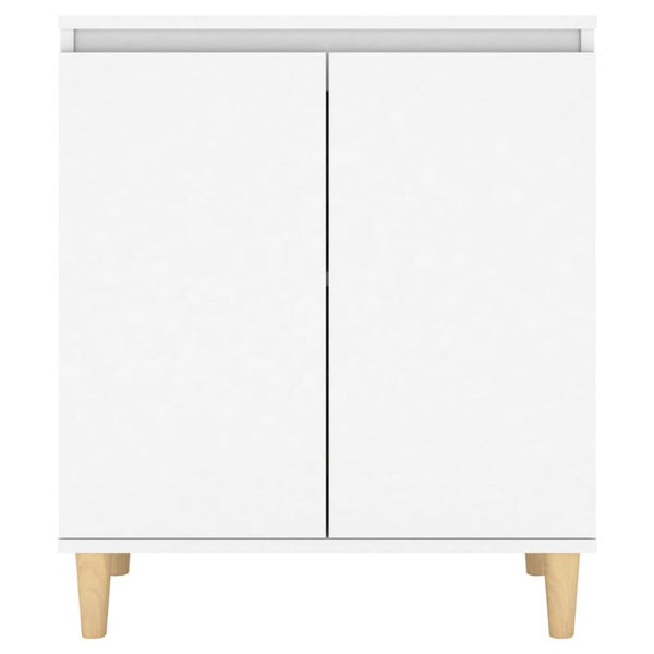 Sideboard With Solid Wood Legs White 60X35x70 Cm Engineered