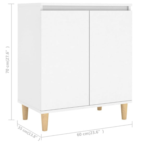 Sideboards & Buffets Sideboard With Solid Wood Legs White 60X35x70 Cm Engineered