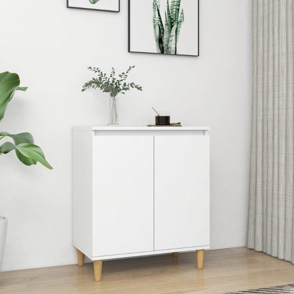 Sideboards & Buffets Sideboard With Solid Wood Legs White 60X35x70 Cm Engineered