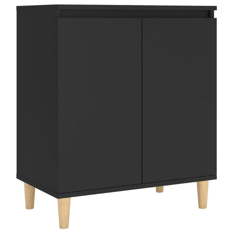 Sideboard With Solid Wood Legs Black 60X35x70 Cm Engineered