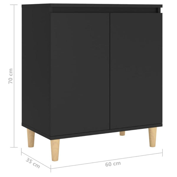 Sideboard With Solid Wood Legs Black 60X35x70 Cm Engineered