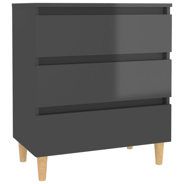 Sideboard High Gloss Grey 60X35x69 Cm Engineered Wood Sideboards & Buffets
