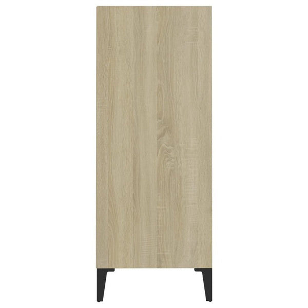 Sideboard White And Sonoma Oak 57X35x90 Cm Engineered Wood