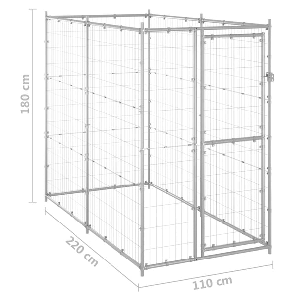 Dog Kennels Outdoor Dog Kennel Galvanised Steel 110X220x180 Cm