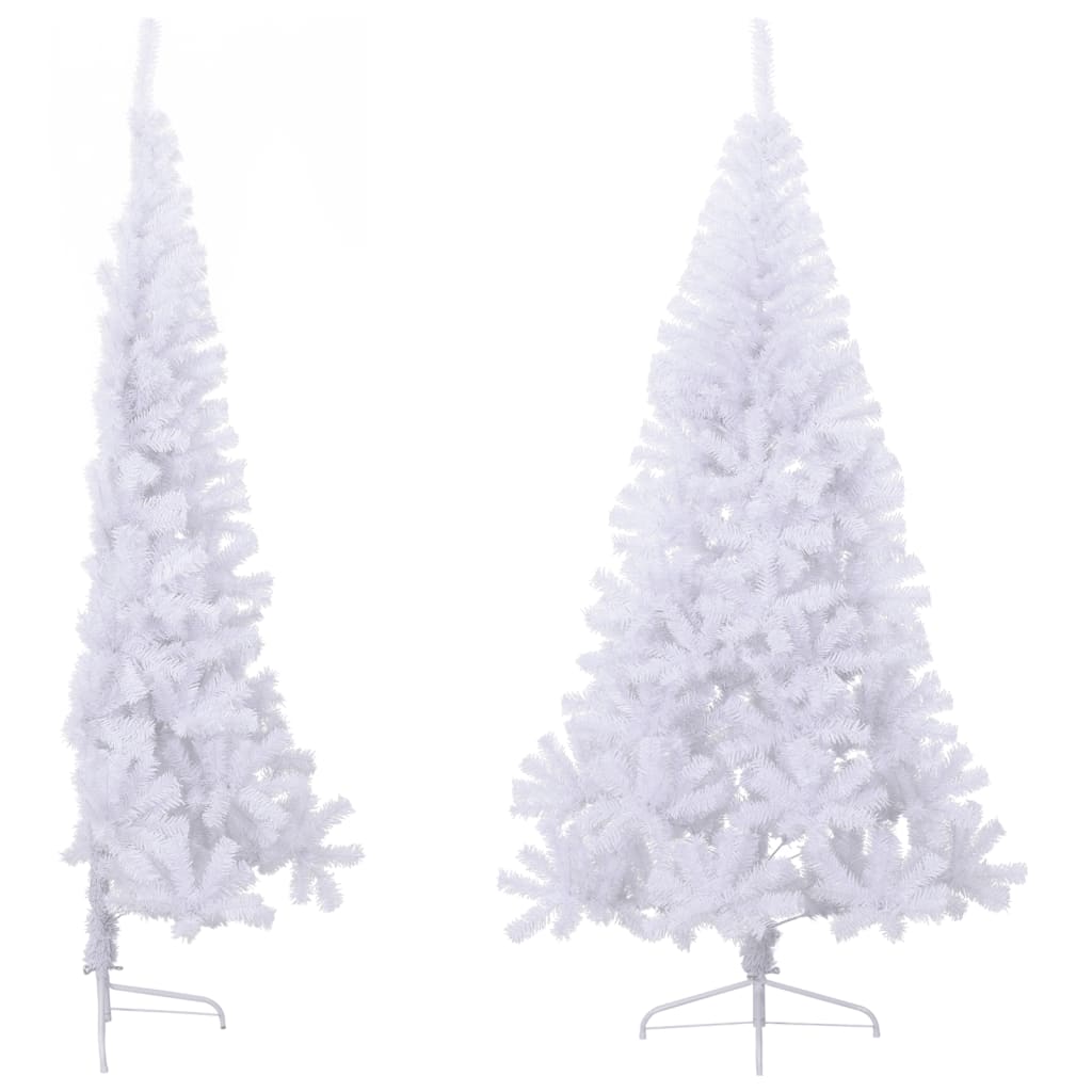 Artificial Half Christmas Tree With Stand White 240 Cm Pvc Seasonal Decorations