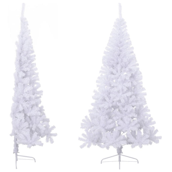 Artificial Half Christmas Tree With Stand White 240 Cm Pvc Seasonal Decorations