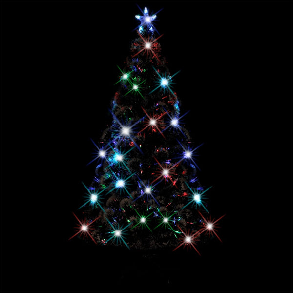 Vidaxl Pre Lit Christmas Tree Green And White 150 Cm Fibre Optic Seasonal Decorations