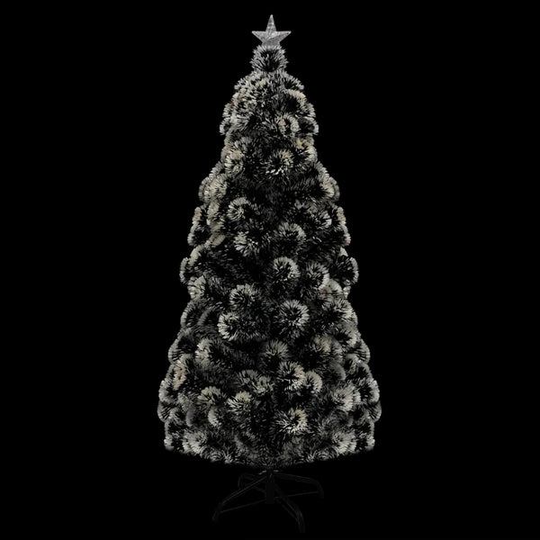 Vidaxl Pre Lit Christmas Tree Green And White 180 Cm Fibre Optic Seasonal Decorations