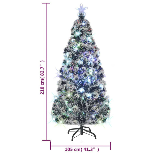 Christmas Tree With Leds Green And White 210 Cm Fibre Optic Seasonal Decorations