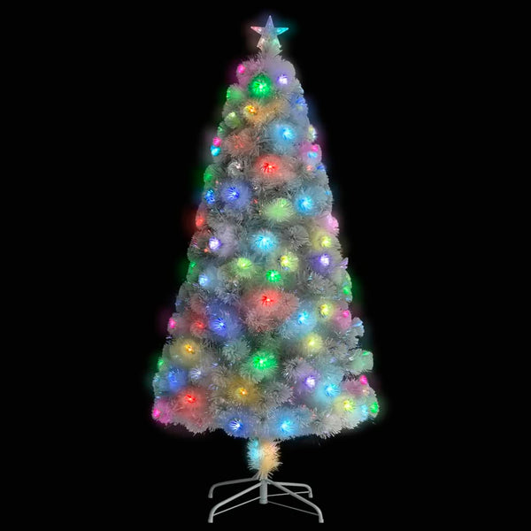 Artificial Christmas Tree With Led White 120 Cm Fibre Optic Seasonal Decorations