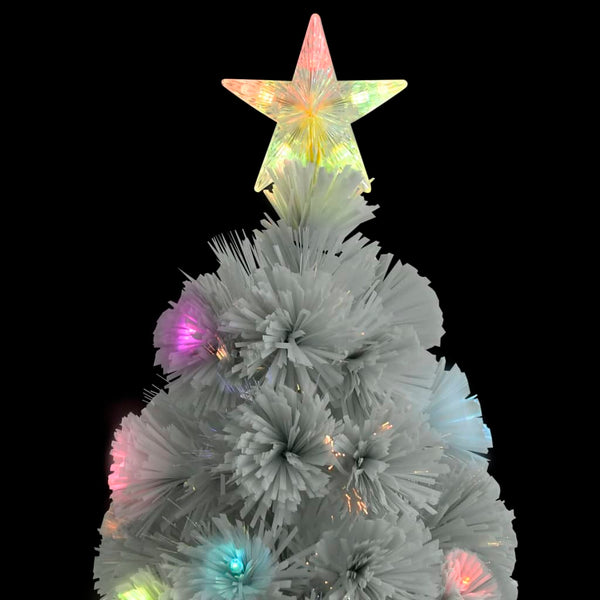 Artificial Christmas Tree With Led White 120 Cm Fibre Optic Seasonal Decorations