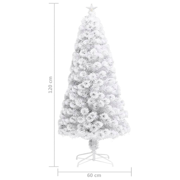 Artificial Christmas Tree With Led White 120 Cm Fibre Optic Seasonal Decorations