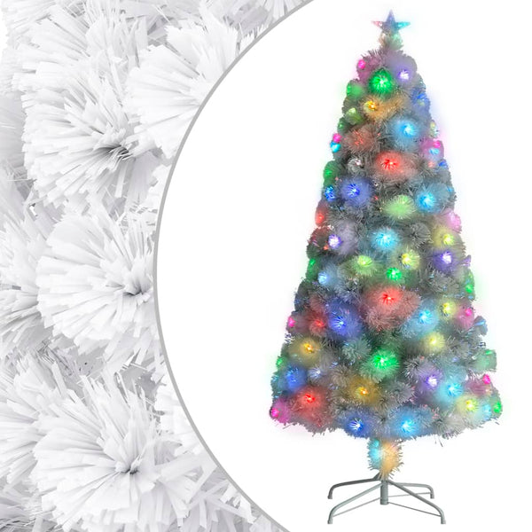 Artificial Christmas Tree With Led White 120 Cm Fibre Optic Seasonal Decorations