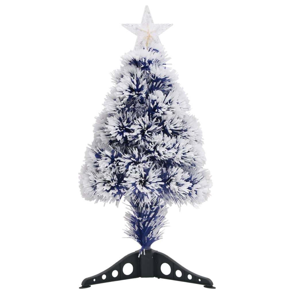 Artificial Pre Lit Christmas Tree White&Blue 64 Cm Fibre Optic Seasonal Decorations