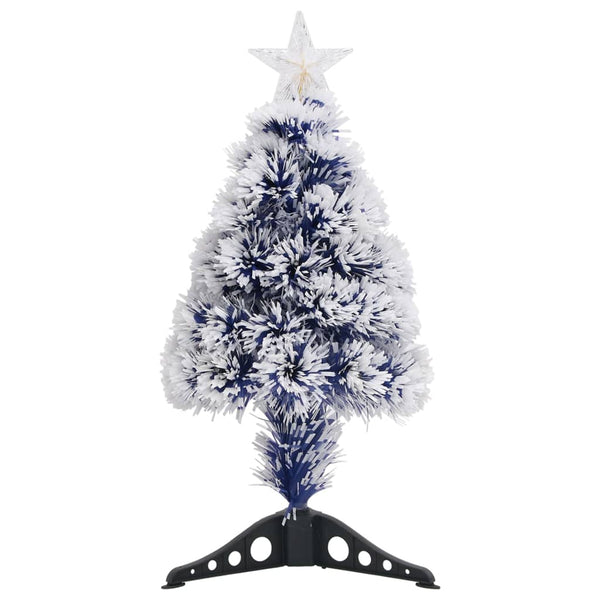 Artificial Pre Lit Christmas Tree White&Blue 64 Cm Fibre Optic Seasonal Decorations