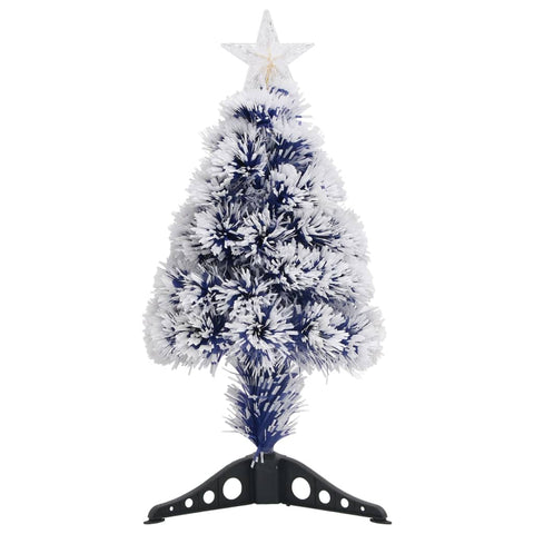Artificial Pre Lit Christmas Tree White&Blue 64 Cm Fibre Optic Seasonal Decorations