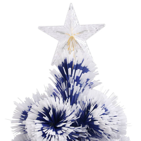 Artificial Pre Lit Christmas Tree White&Blue 64 Cm Fibre Optic Seasonal Decorations