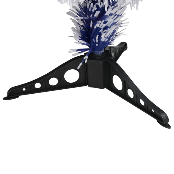 Artificial Pre Lit Christmas Tree White&Blue 64 Cm Fibre Optic Seasonal Decorations