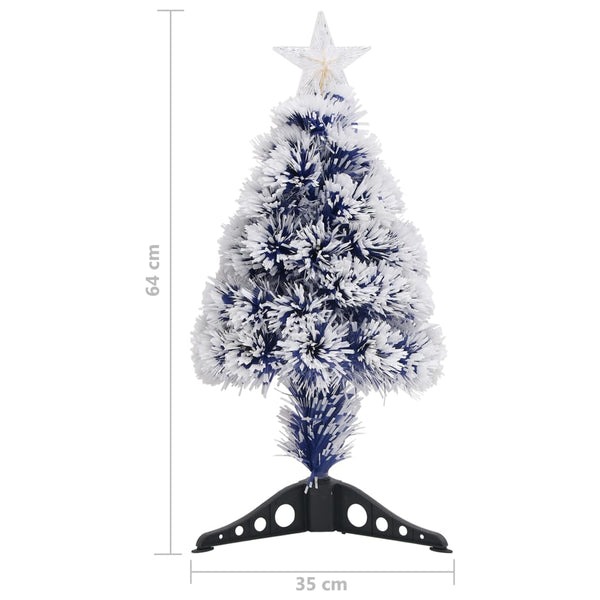 Artificial Pre Lit Christmas Tree White&Blue 64 Cm Fibre Optic Seasonal Decorations