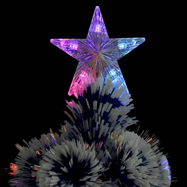 Vidaxl Artificial Pre Lit Christmas Tree White And Blue 210 Cm Fibre Optic Seasonal Decorations