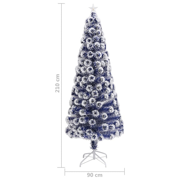Vidaxl Artificial Pre Lit Christmas Tree White And Blue 210 Cm Fibre Optic Seasonal Decorations