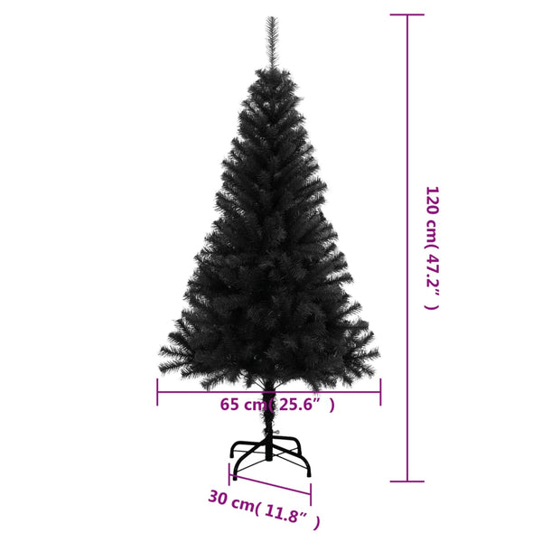 Vidaxl Artificial Christmas Tree With Stand Black 120 Cm Pvc Seasonal Decorations