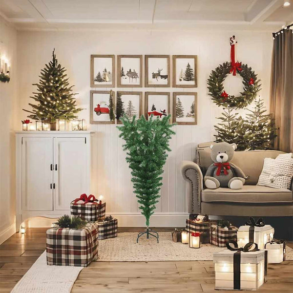 Upside Down Artificial Christmas Tree With Stand Green 120 Cm Seasonal Decorations