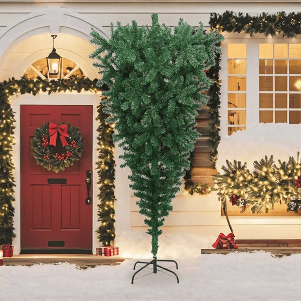 Upside Down Artificial Christmas Tree With Stand Green 240 Cm Seasonal Decorations
