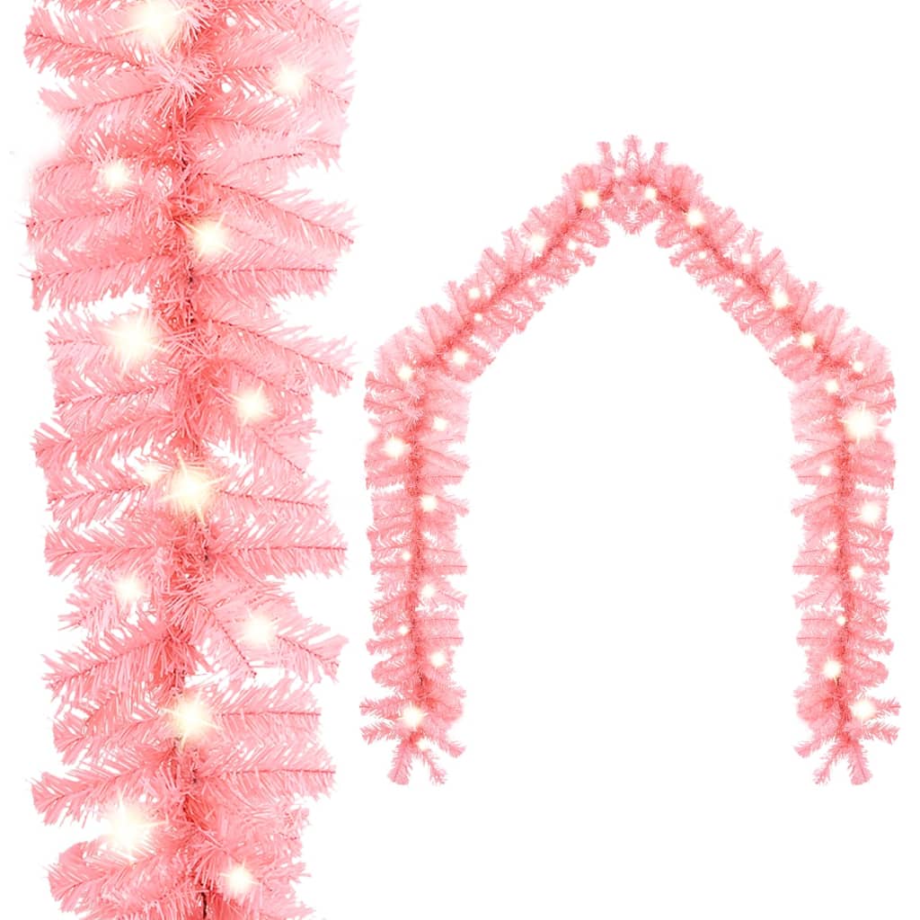 Christmas Garland With Led Lights 10 M Pink Seasonal Decorations
