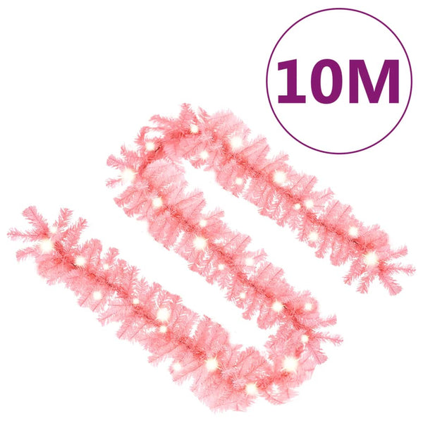 Christmas Garland With Led Lights 10 M Pink Seasonal Decorations