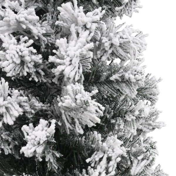 Vidaxl Slim Artificial Christmas Tree With Flocked Snow Green 120 Cm Pvc Seasonal Decorations