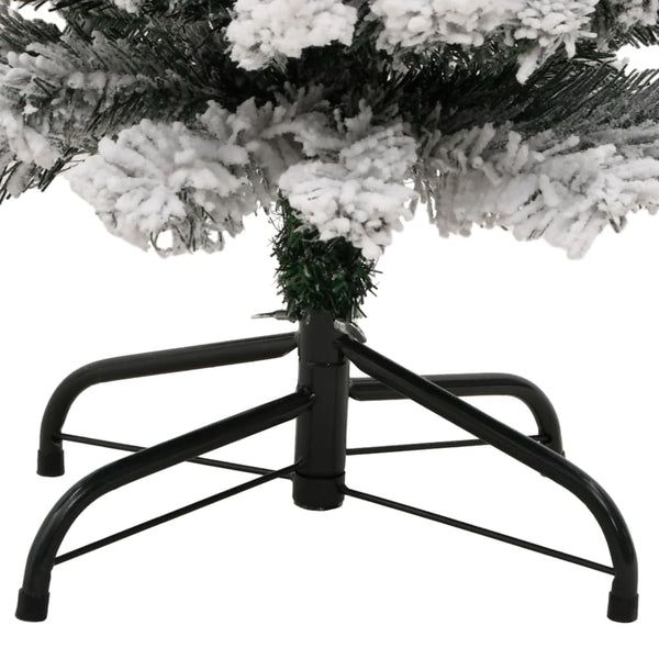 Vidaxl Slim Artificial Christmas Tree With Flocked Snow Green 120 Cm Pvc Seasonal Decorations