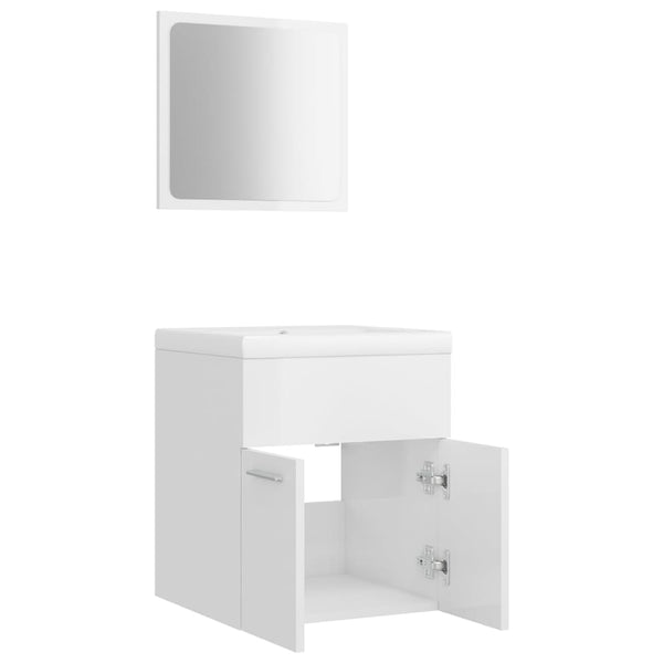 Bathroom Furniture Set High Gloss White Engineered Wood Bathroom Cabinets