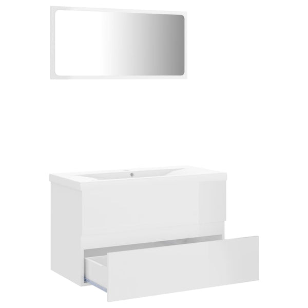 Bathroom Furniture Set High Gloss White Engineered Wood Bathroom Cabinets