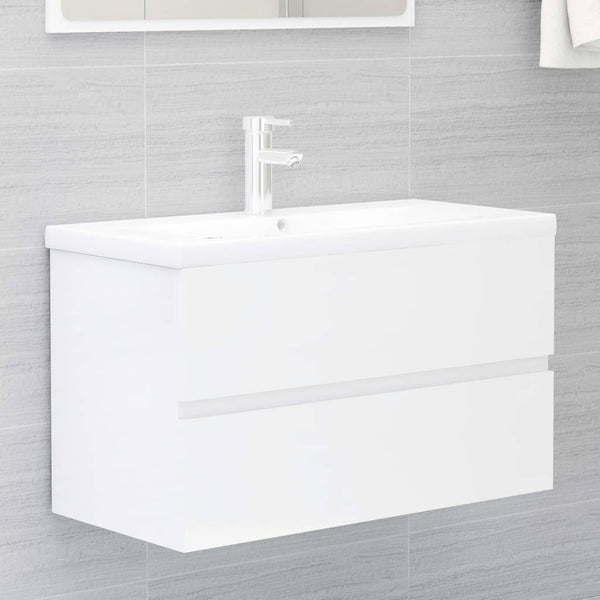Bathroom Furniture Set High Gloss White Engineered Wood Bathroom Cabinets