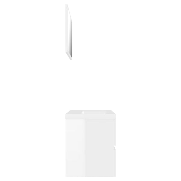 Bathroom Furniture Set High Gloss White Engineered Wood Bathroom Cabinets