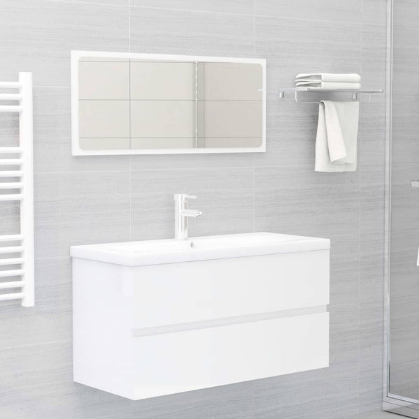 Bathroom Furniture Set High Gloss White Engineered Wood Bathroom Cabinets
