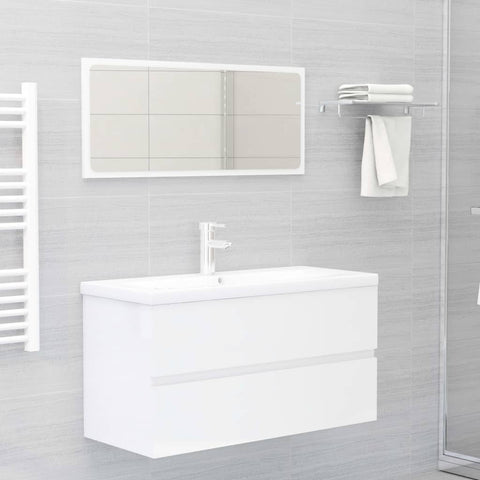 Bathroom Furniture Set High Gloss White Engineered Wood Bathroom Cabinets