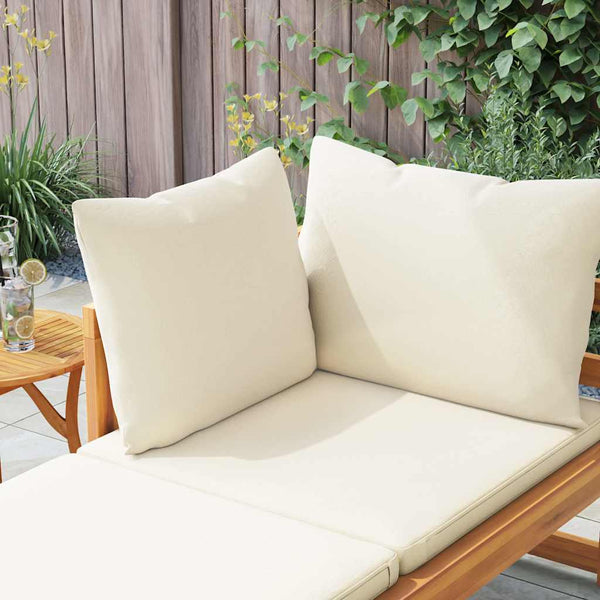 Vidaxl Sun Lounger With 1 Armrest Cream White Solid Acacia Wood Loungers