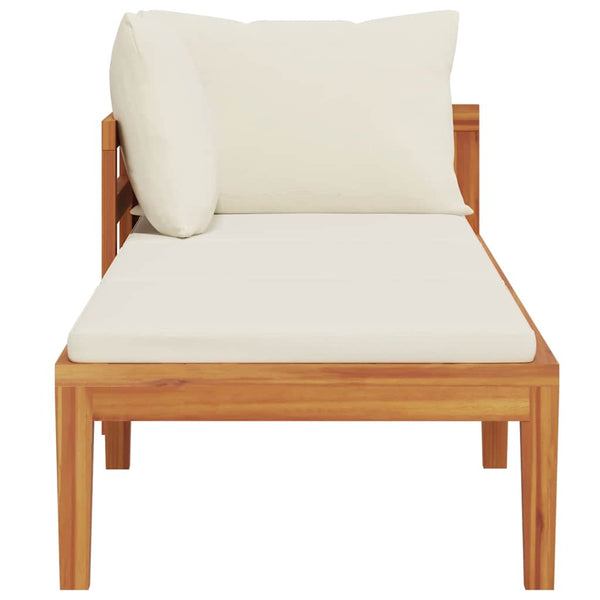 Vidaxl Sun Lounger With 1 Armrest Cream White Solid Acacia Wood Loungers