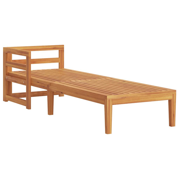 Vidaxl Sun Lounger With 1 Armrest Cream White Solid Acacia Wood Loungers