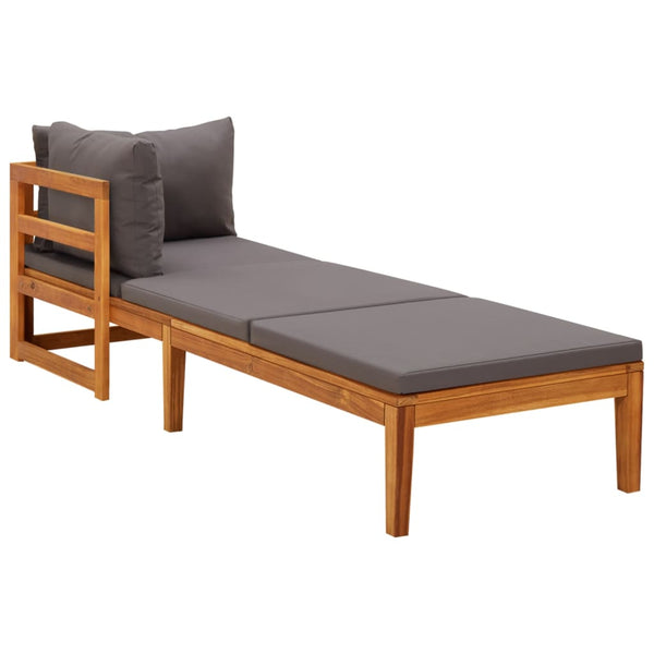 Sun Lounger With 1 Armrest Dark Grey Solid Acacia Wood Loungers