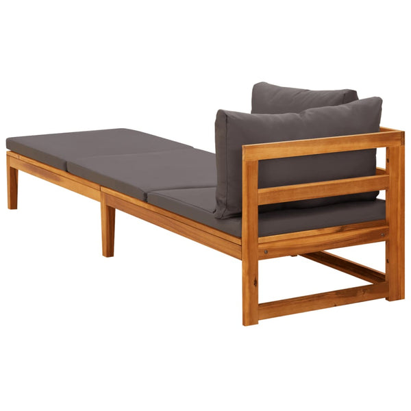 Sun Lounger With 1 Armrest Dark Grey Solid Acacia Wood Loungers