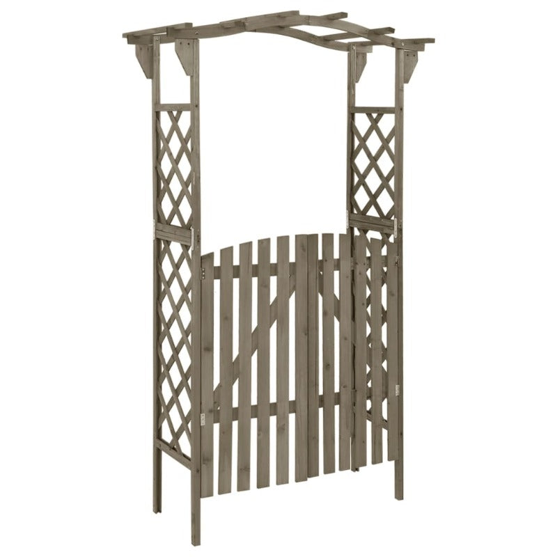 Pergola With Gate 116X40x204 Cm Grey Solid Firwood Garden Arches