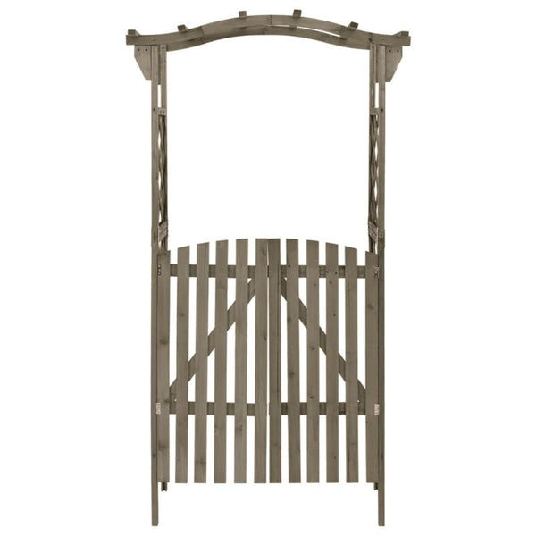 Pergola With Gate 116X40x204 Cm Grey Solid Firwood Garden Arches