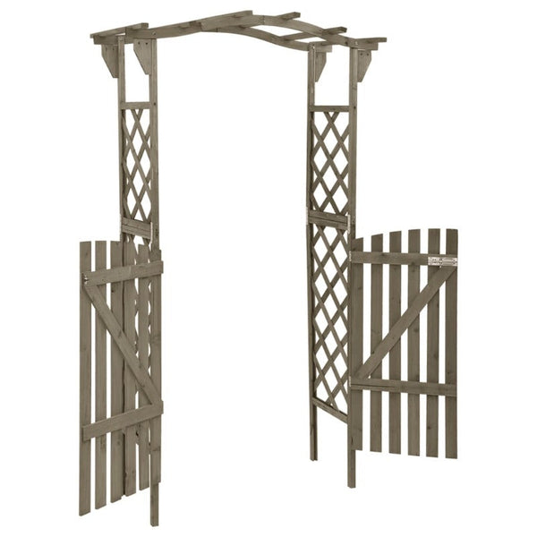 Pergola With Gate 116X40x204 Cm Grey Solid Firwood Garden Arches