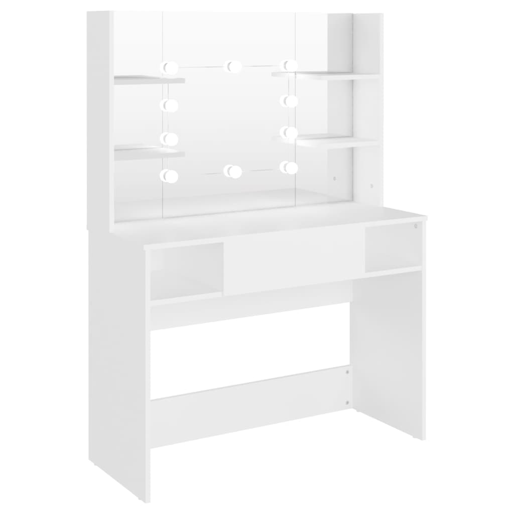 Makeup Table With Led Lights 100X40x135 Cm Mdf White Dressing Tables